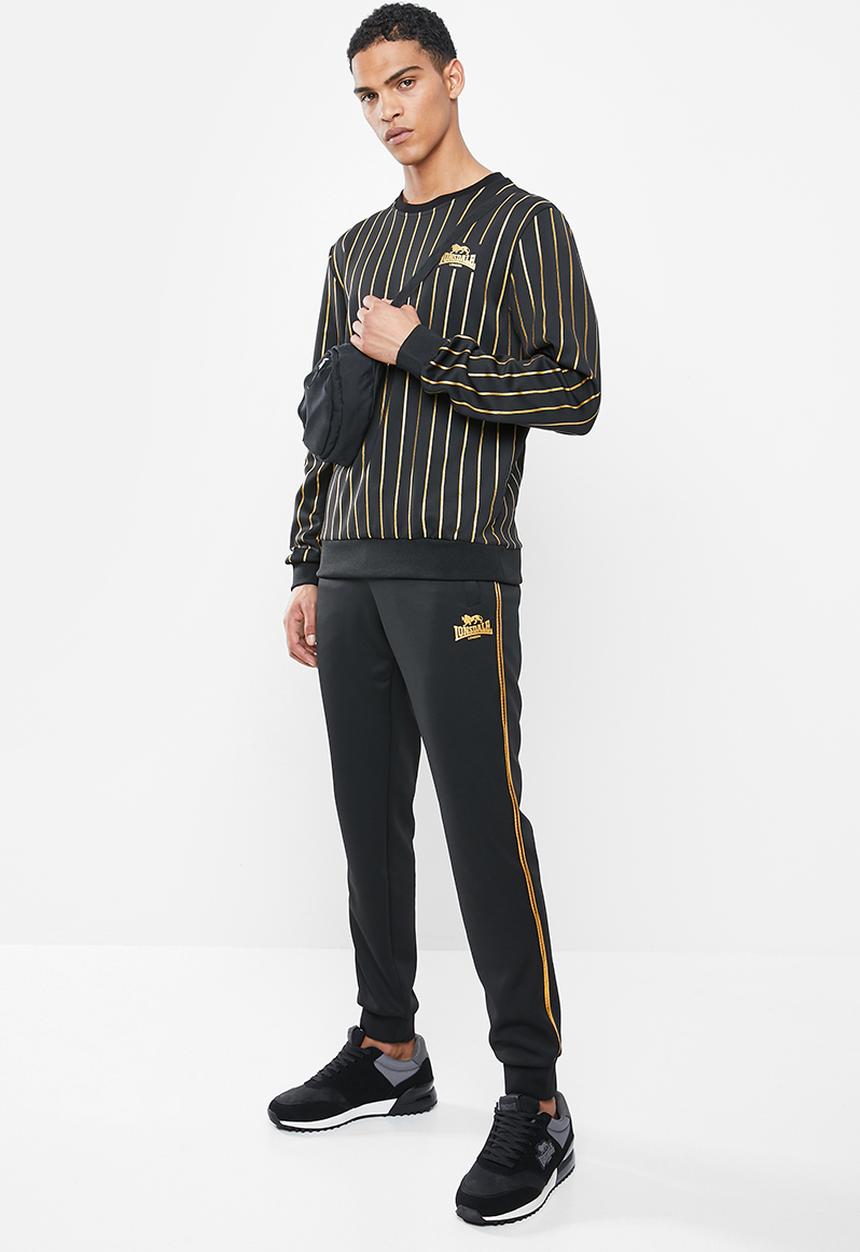 Lonsdale - Striped trackset - black & gold