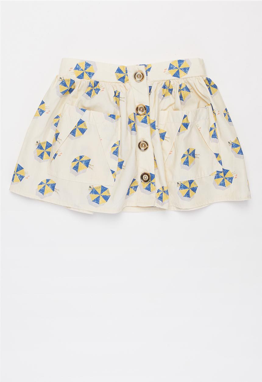 Sticky Fudge - Girls umbrellas button skirt - multi