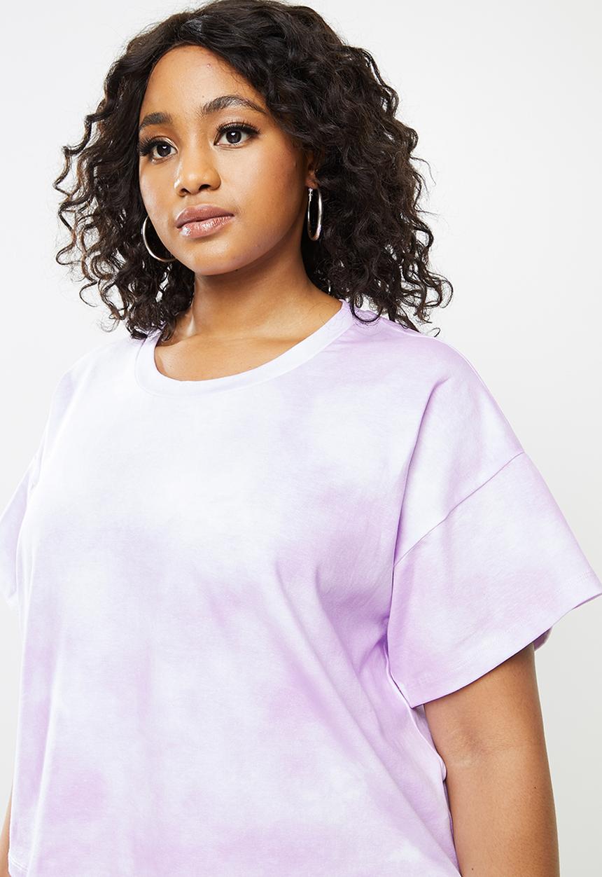 Blake - Cropped oversized tee - tie dye purple