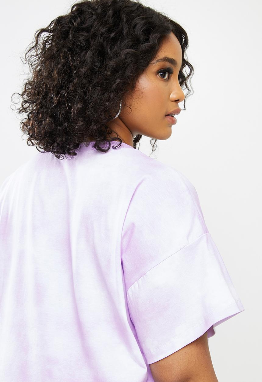Blake - Cropped oversized tee - tie dye purple