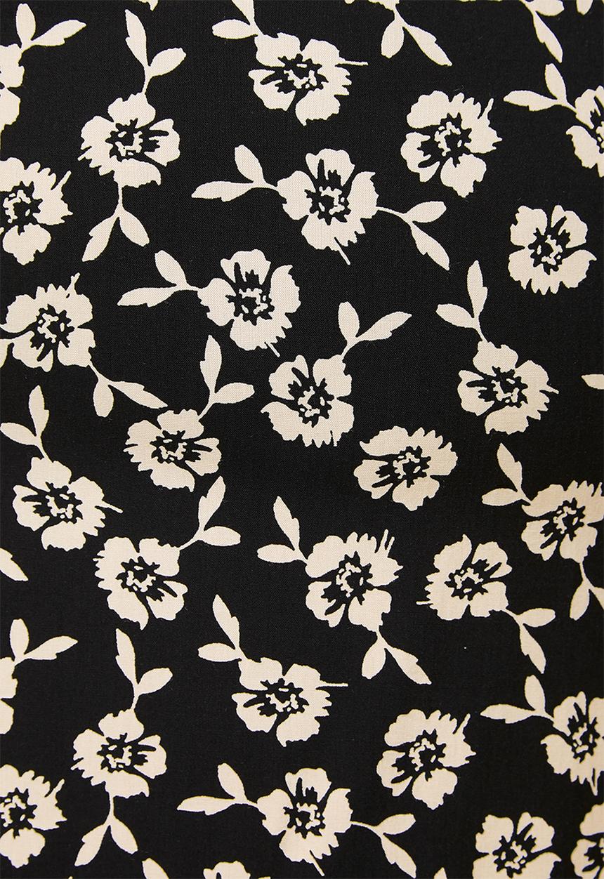 Blake - Button down mini dress - black & ivory floral