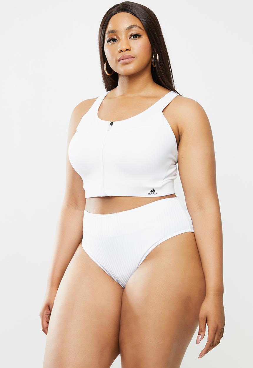 Cotton On - Curve high waisted full bikini bottom - white rib