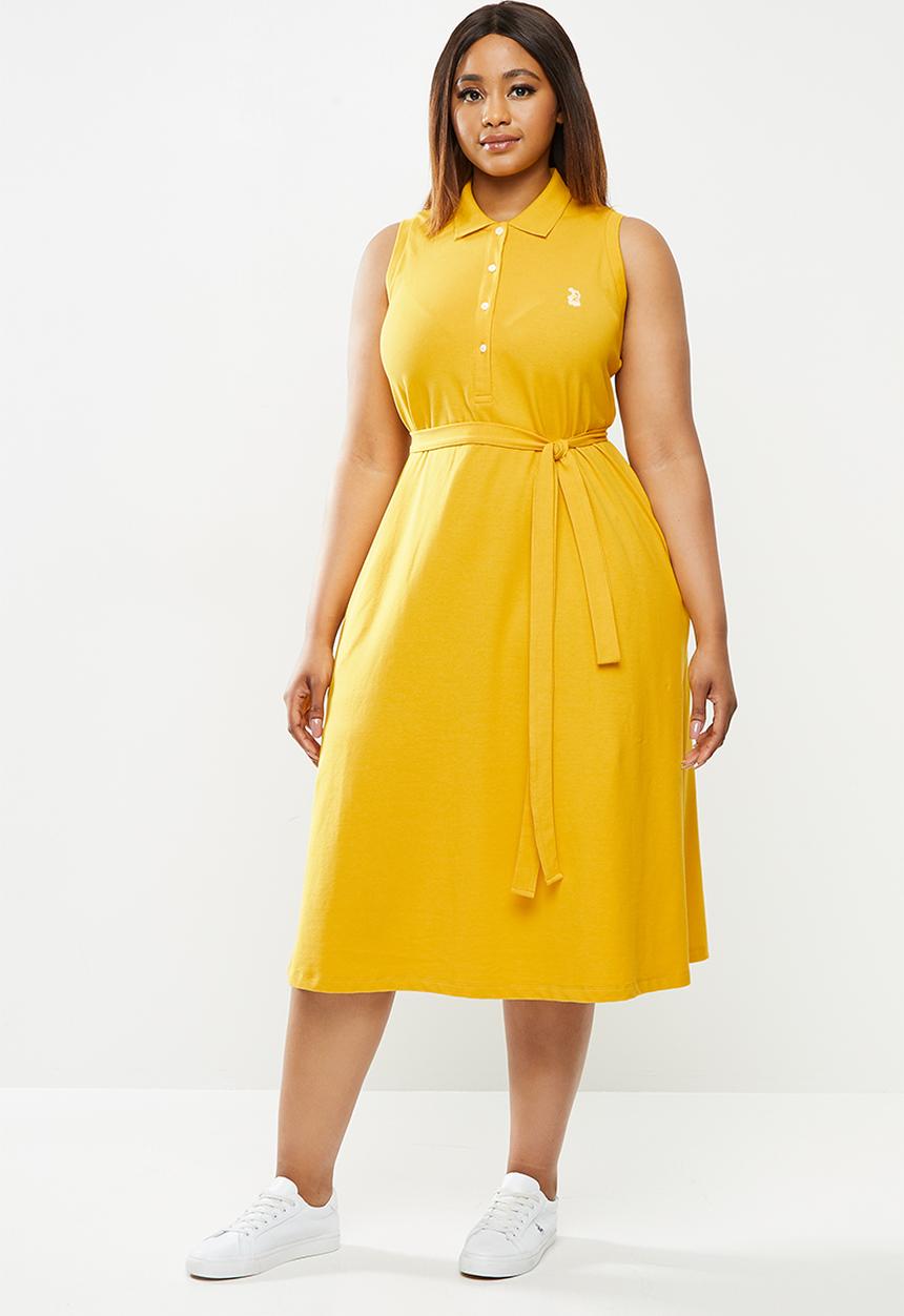POLO - Plus Bianca longer length golfer dress - yellow
