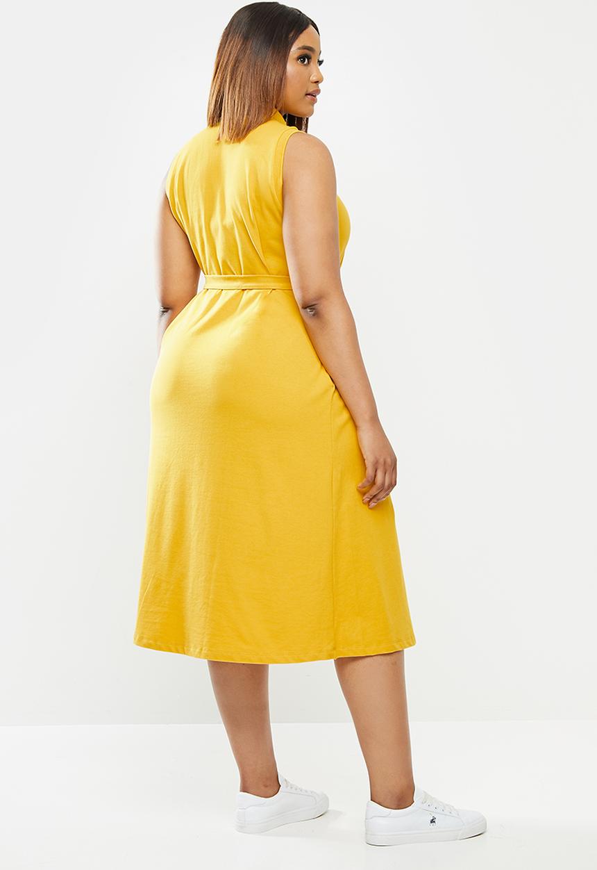 POLO - Plus Bianca longer length golfer dress - yellow