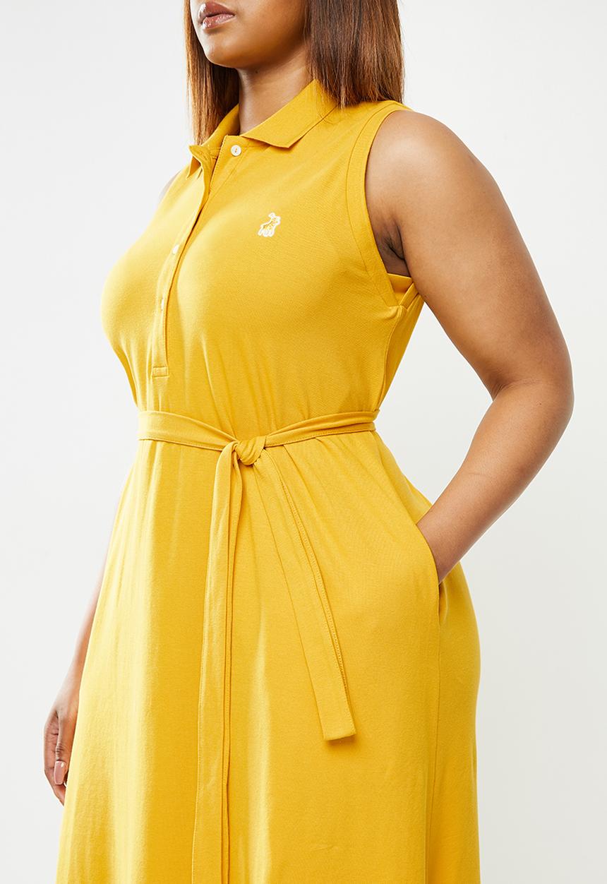 POLO - Plus Bianca longer length golfer dress - yellow
