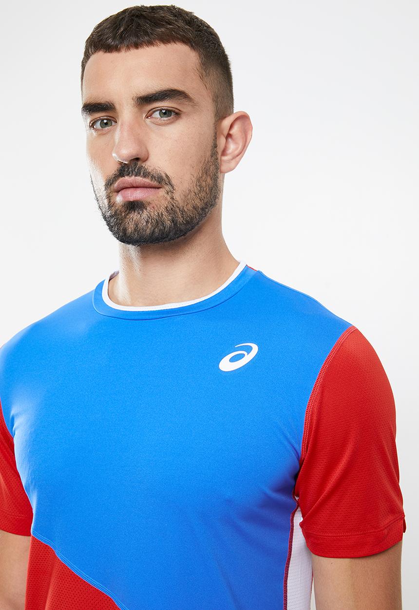 ASICS - Club short sleeve tee - blue & red