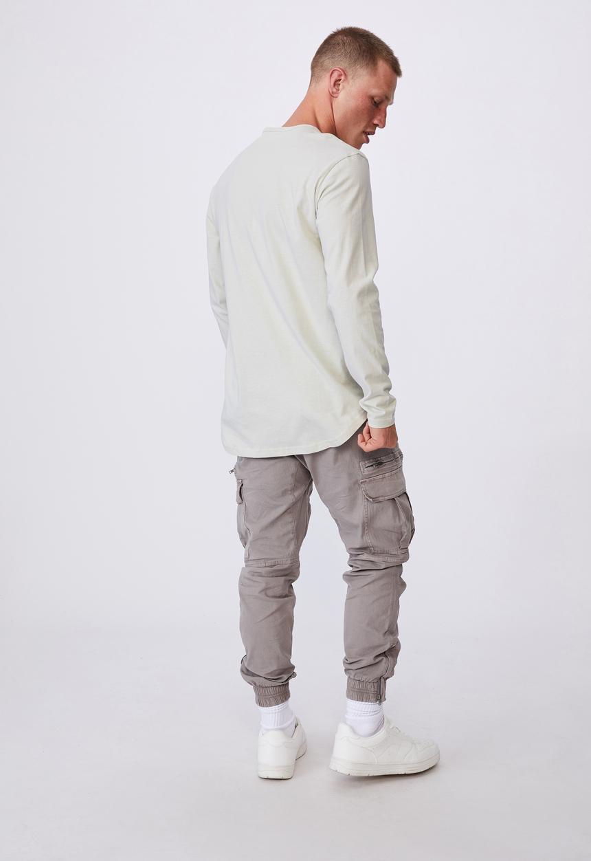 Cotton On - Longline scoop henley long sleeve T-shirt - ivory
