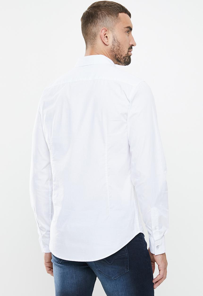 GUESS - Long sleeve guess core poplin shirt - white