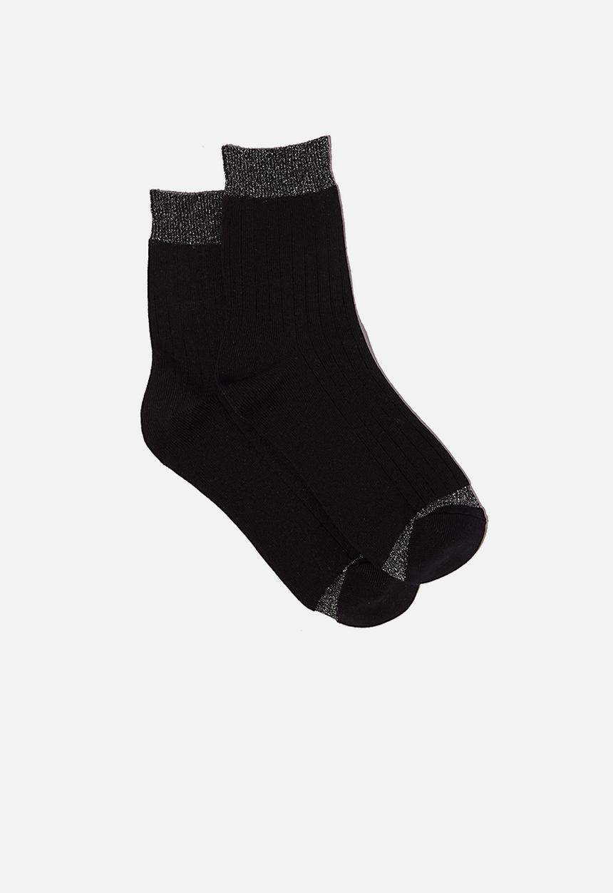 Cotton On - Sparkle rib sock - black