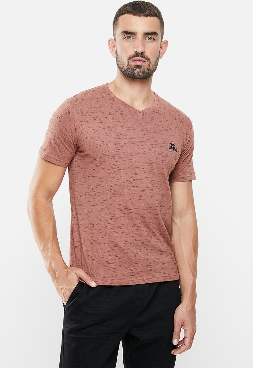 Lonsdale - Inkjet v-neck tee - burgundy