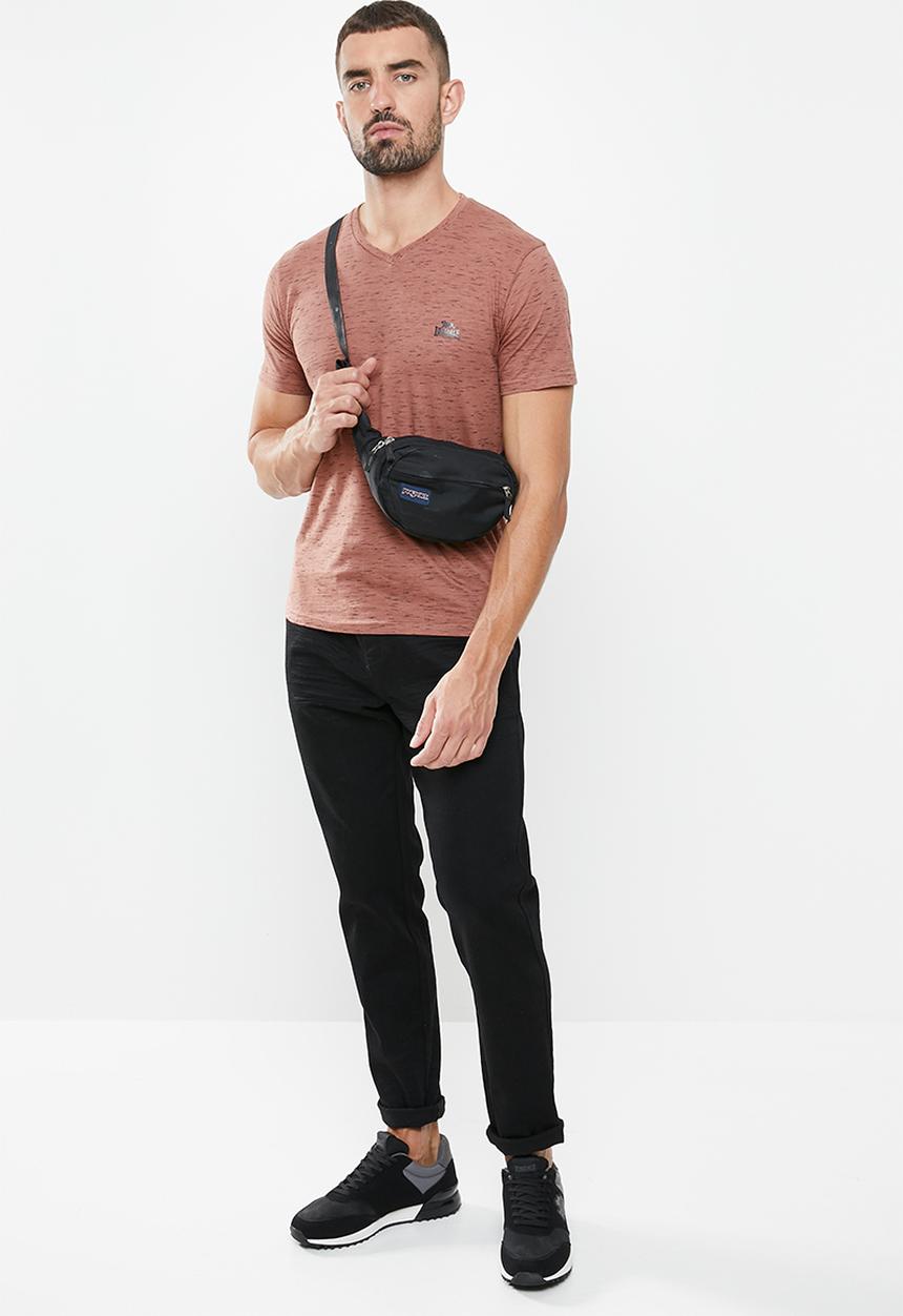 Lonsdale - Inkjet v-neck tee - burgundy