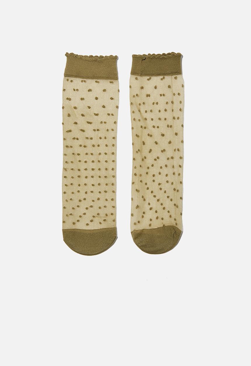 Cotton On - Spot sheer sock - khaki