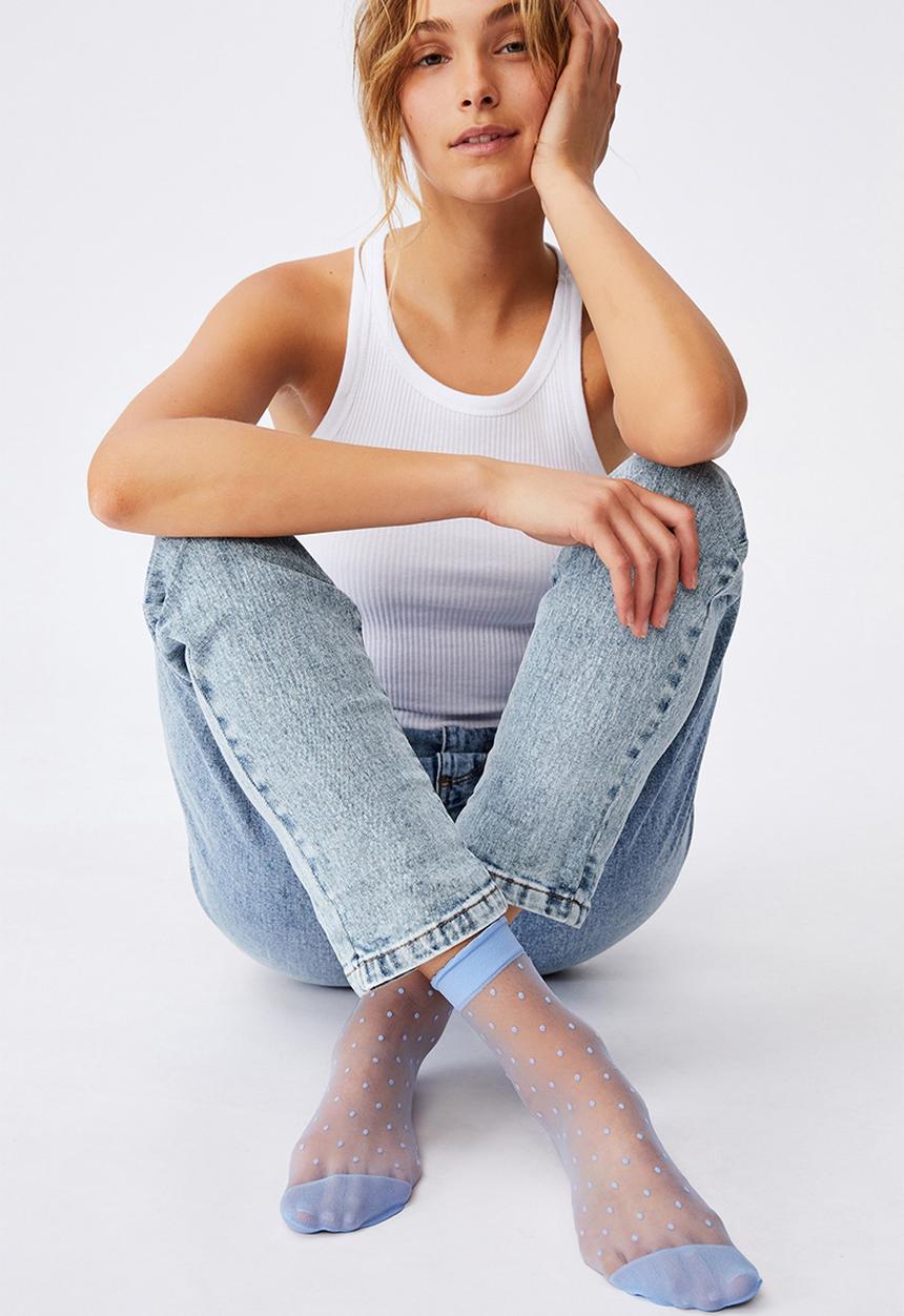 Cotton On - Spot sheer sock - blush