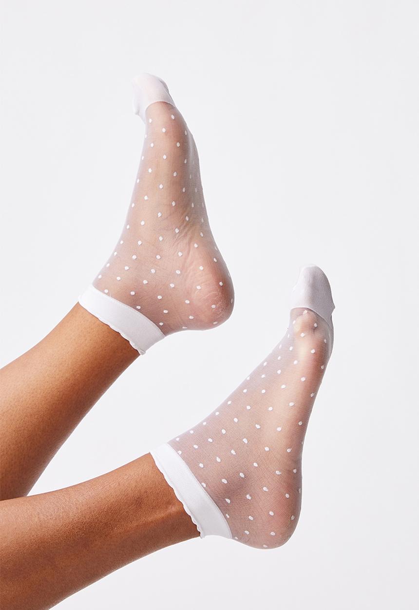 Cotton On - Spot sheer sock - white