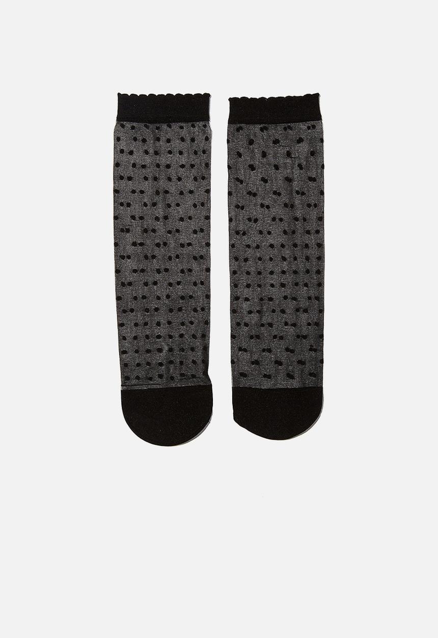 Cotton On - Spot sheer sock - black