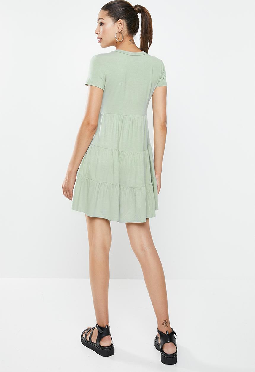 Blake - Tiered T-shirt dress - antique sage