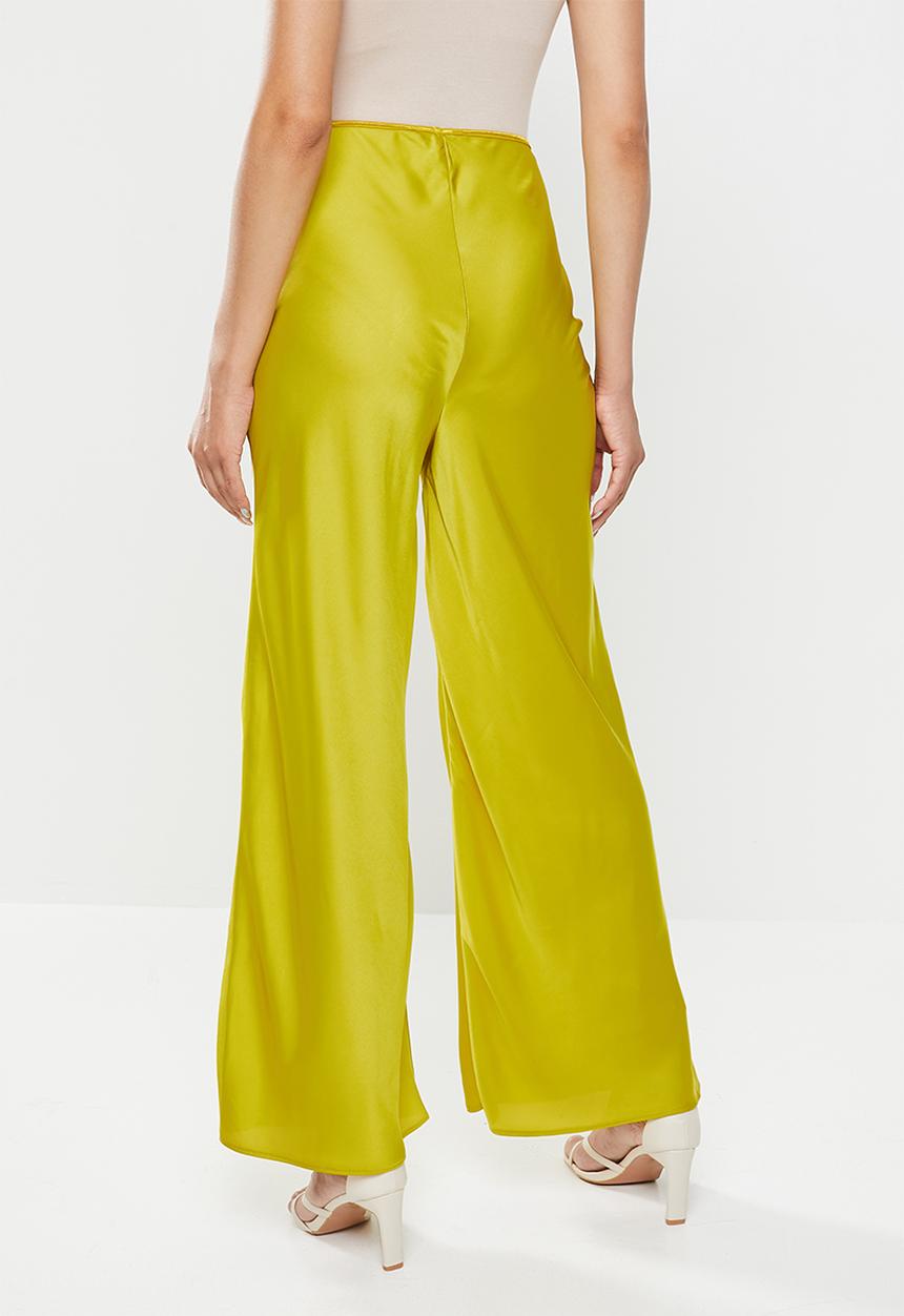 VELVET - Satin pull on wide leg pants - lime