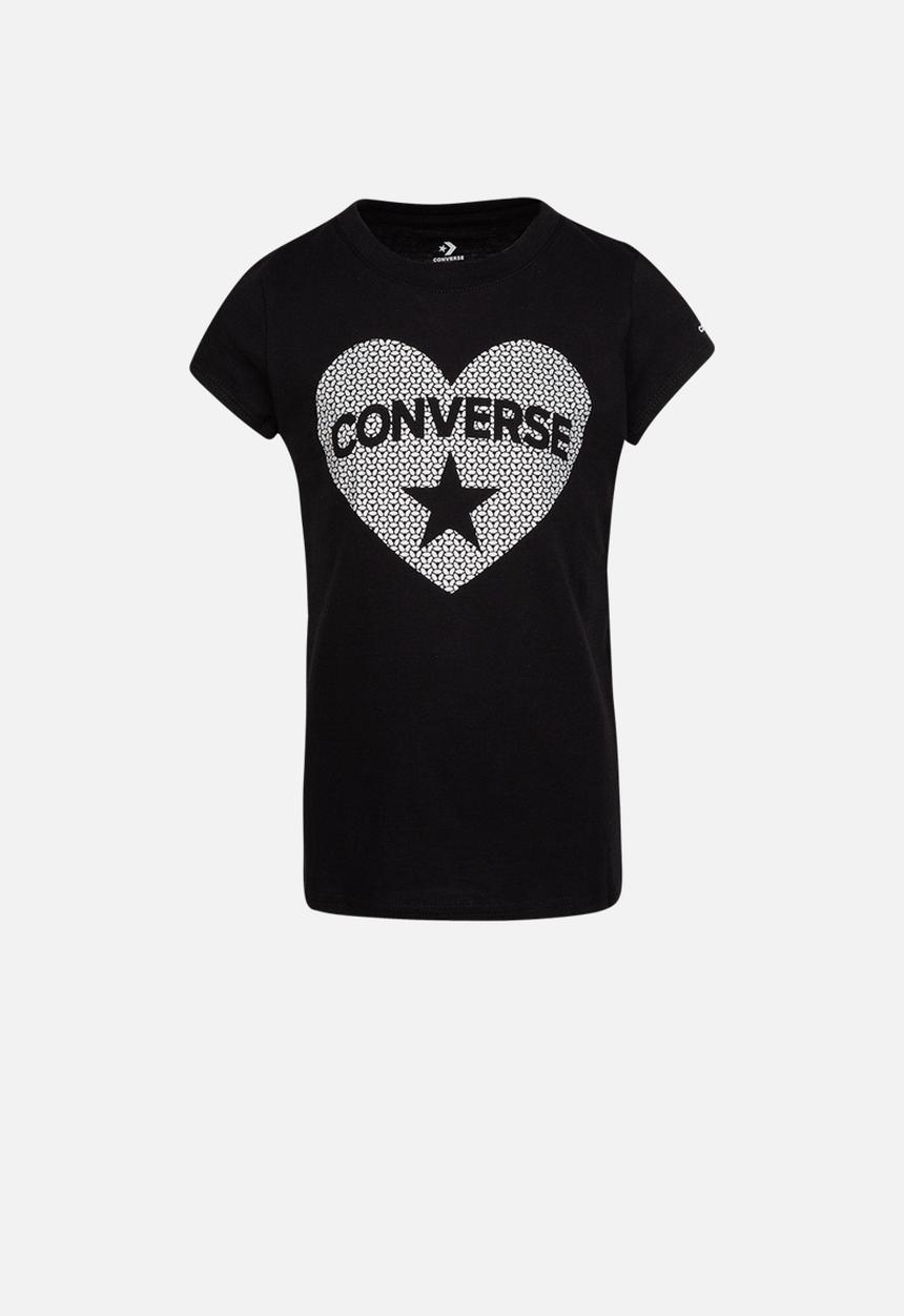 Converse - Cnvg faux sequin heart tee - black