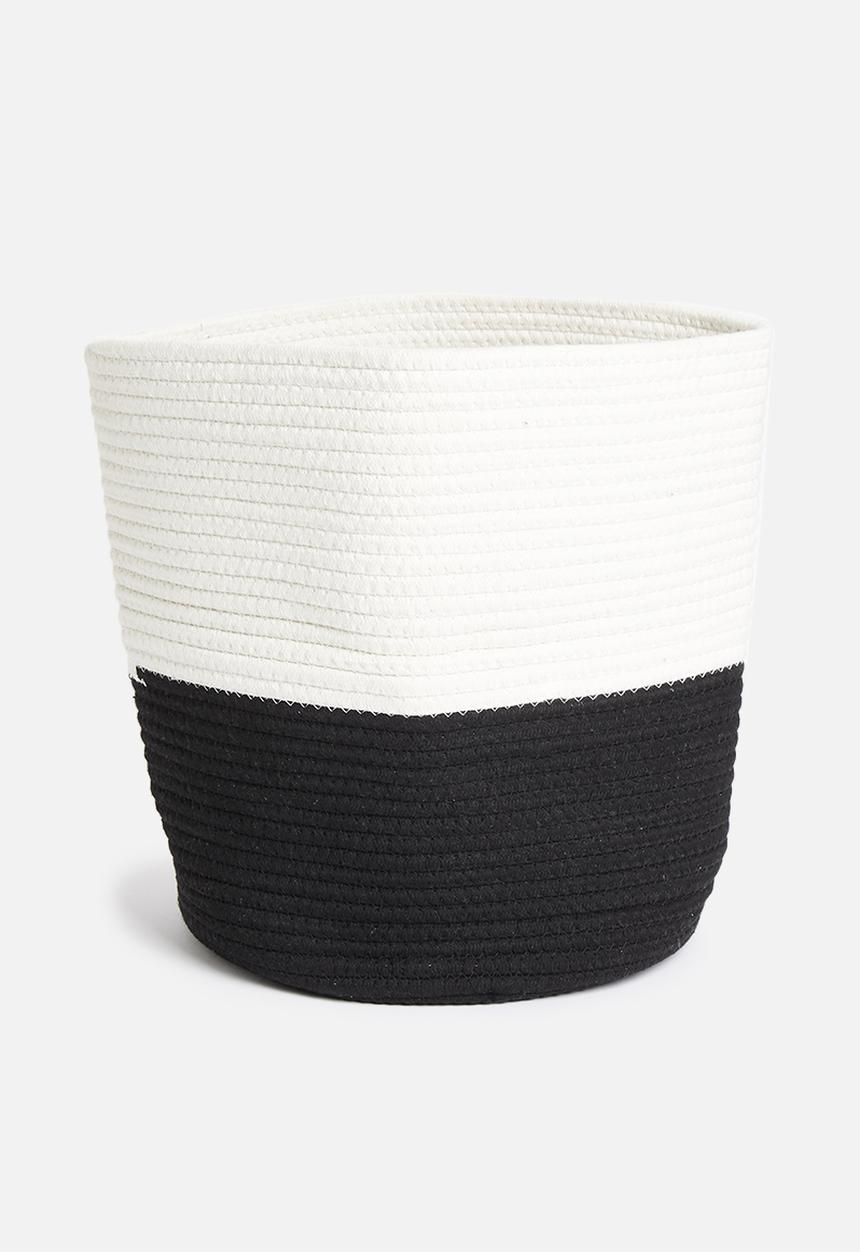 Sixth Floor - Two-toned cotton rope basket - black & white