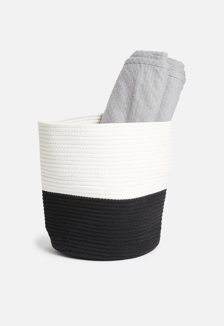 Sixth Floor - Two-toned cotton rope basket - black & white