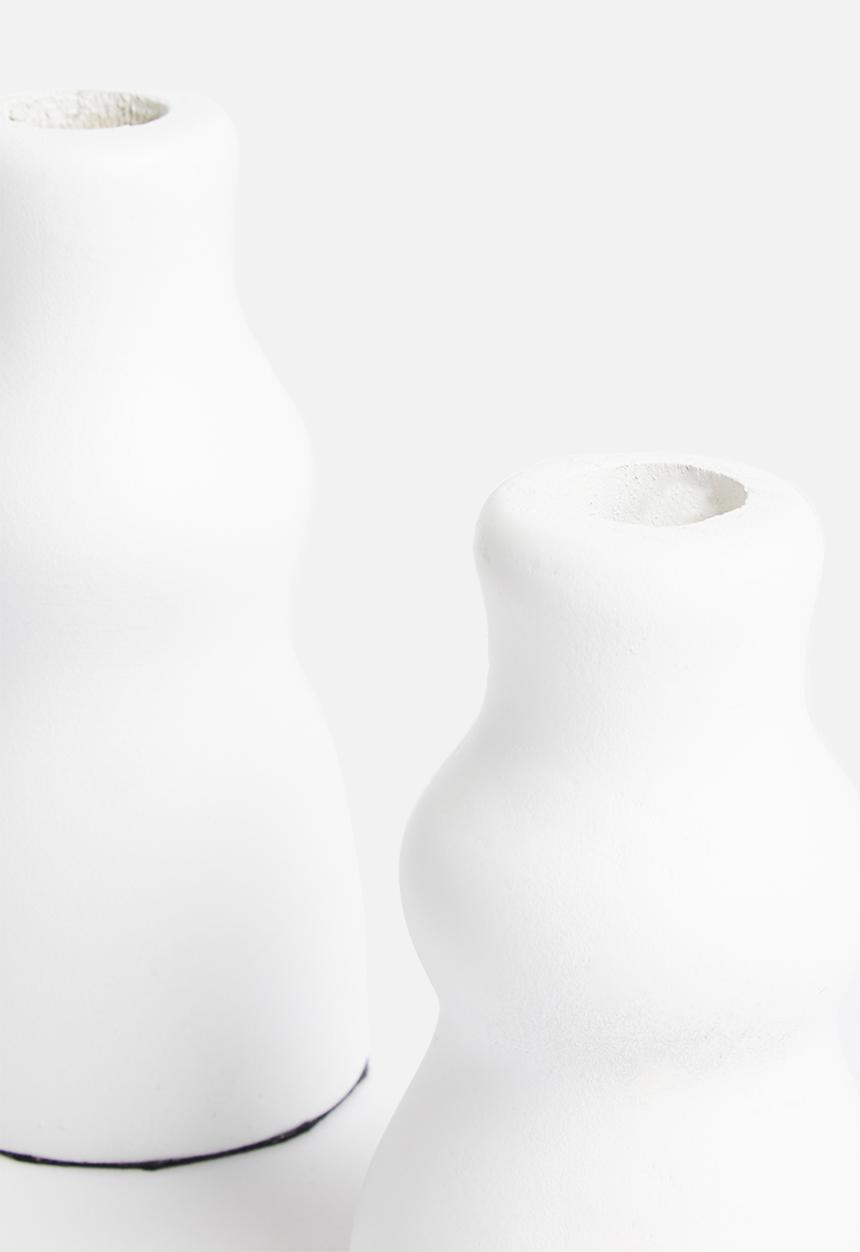 Sixth Floor - Nora wooden candle holder set - white