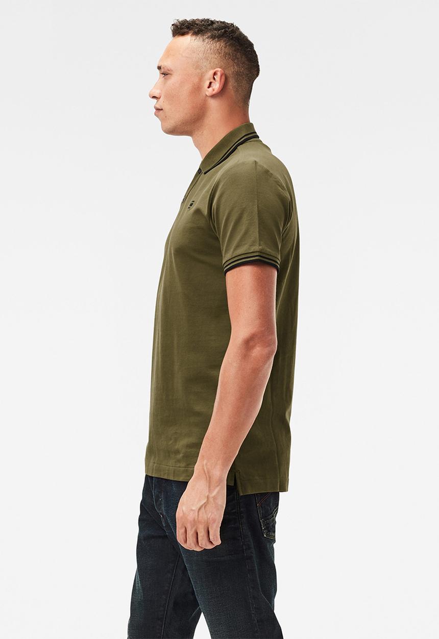 G-STAR - Dunda slim stripe polo - olive