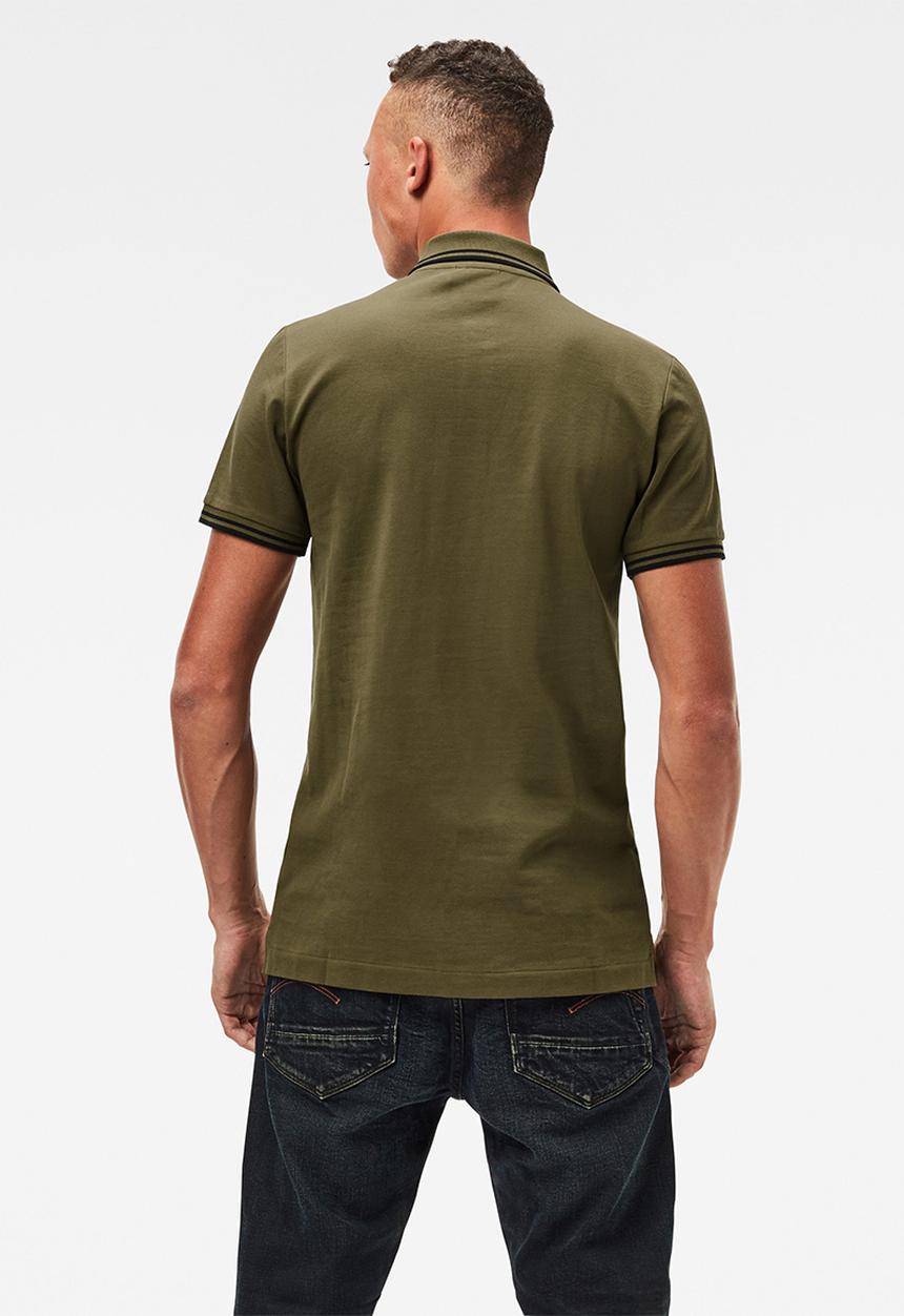 G-STAR - Dunda slim stripe polo - olive