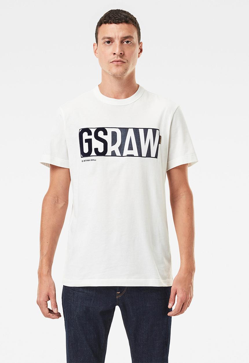 G-STAR - Gs raw denim logo + r tee - milk white