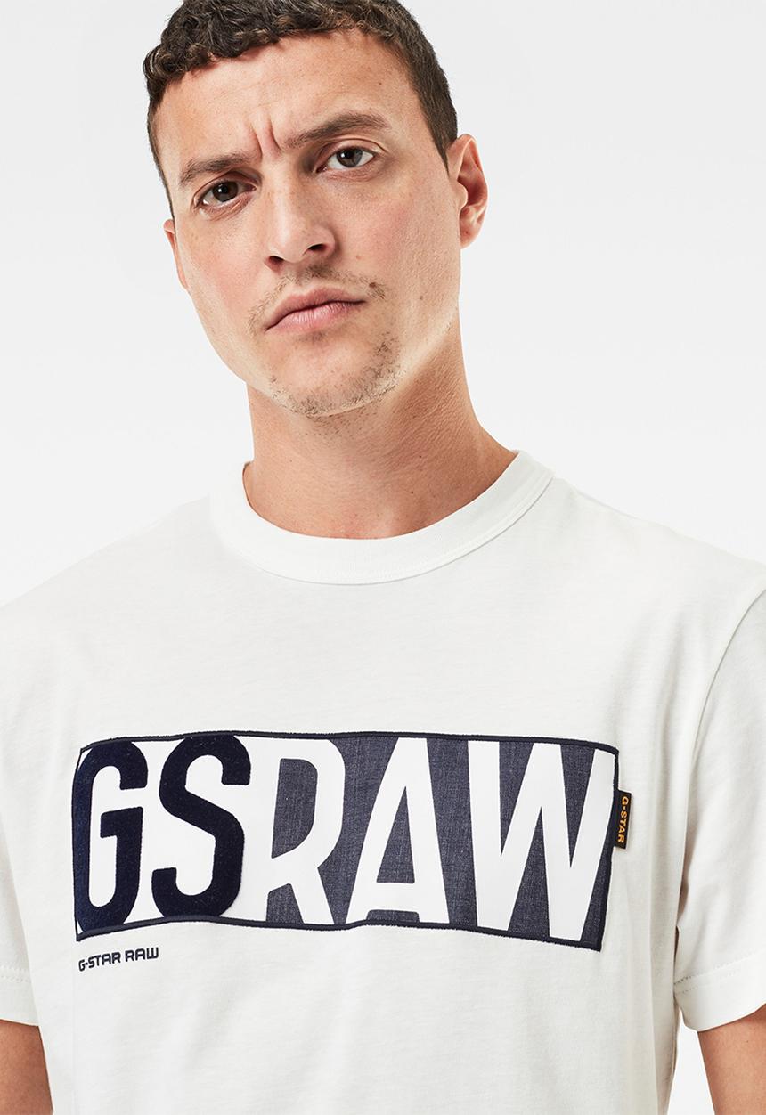 G-STAR - Gs raw denim logo + r tee - milk white
