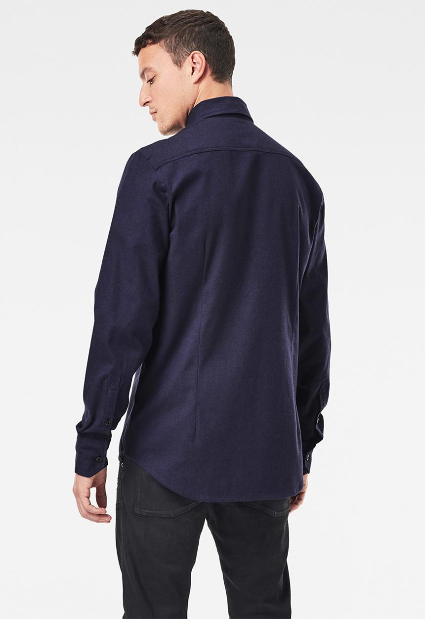 G-STAR - Panelled pocket slim long sleeve shirt - navy