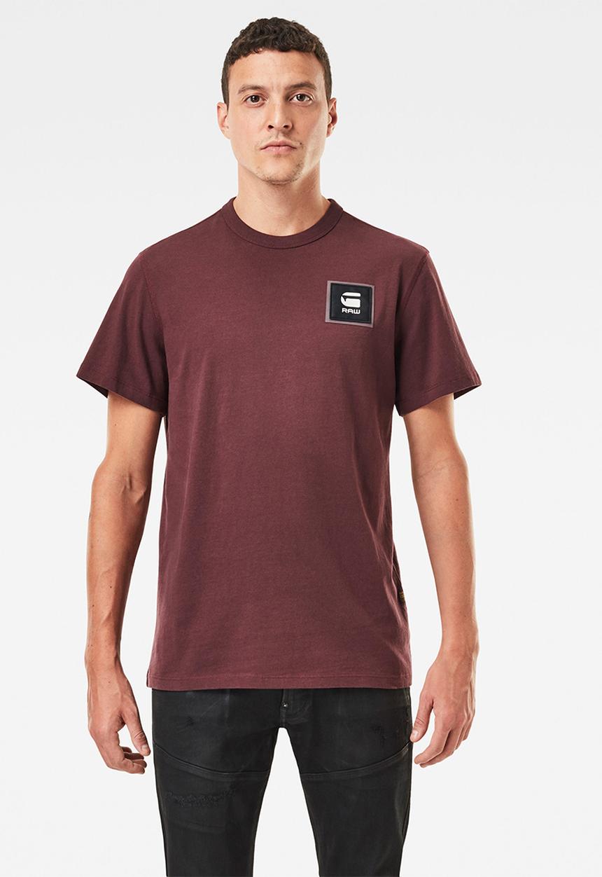 G-STAR - Badge logo+ r short sleeve tee - burgundy
