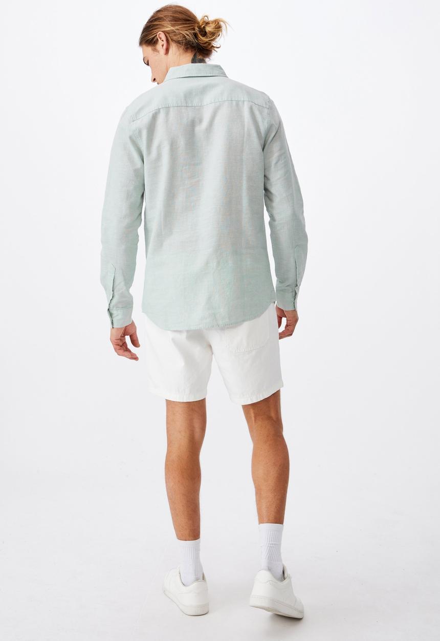 Cotton On - Linen cotton long sleeve shirt - jade
