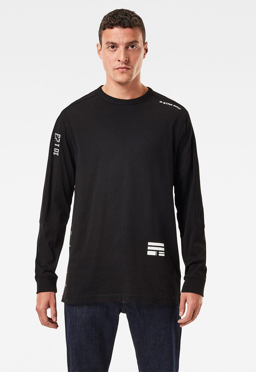 G-STAR - Multi logo+ korpaz r long sleeve  - black