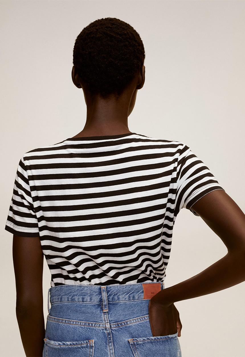 MANGO - T-shirt pschalo - white & black 