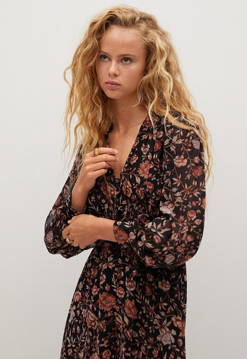 MANGO - Dress winter - black & floral