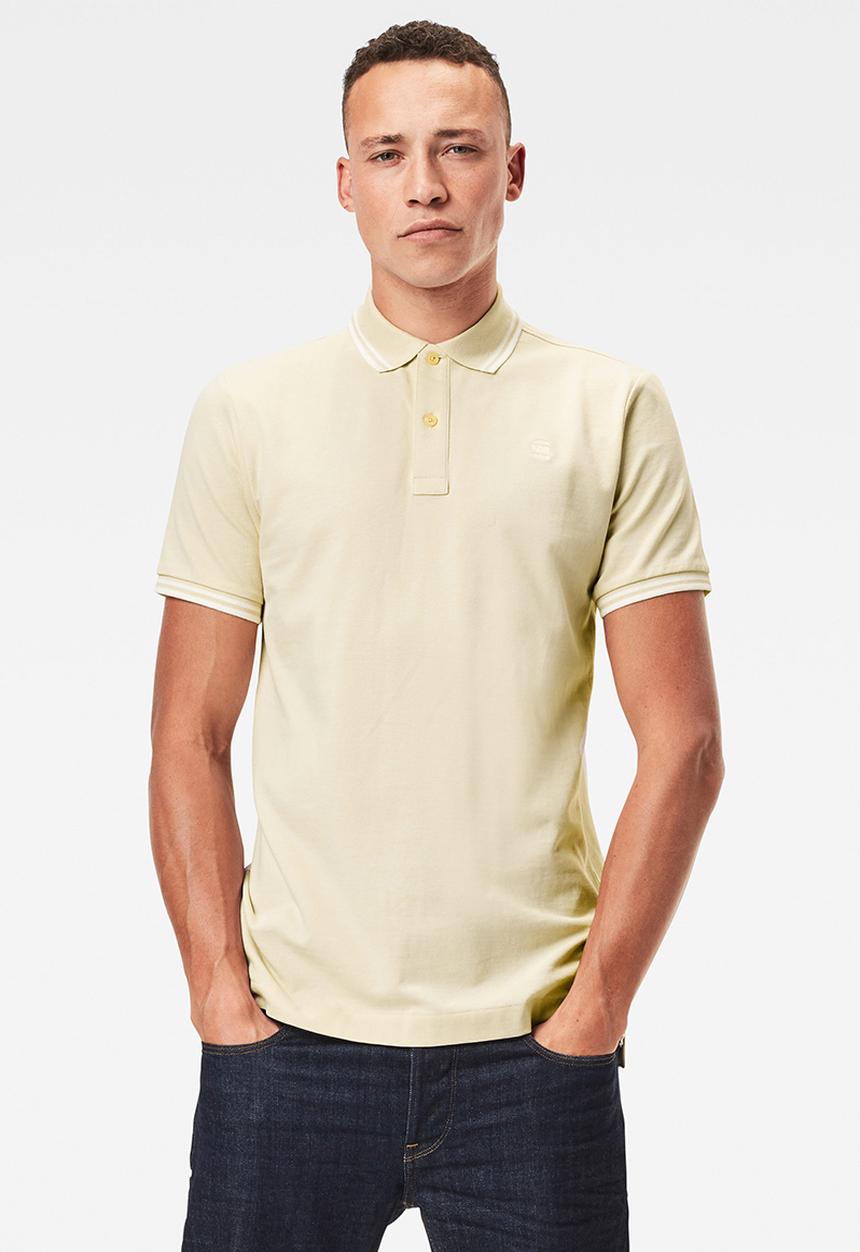 G-STAR - Dunda slim stripe short sleeve polo - milk