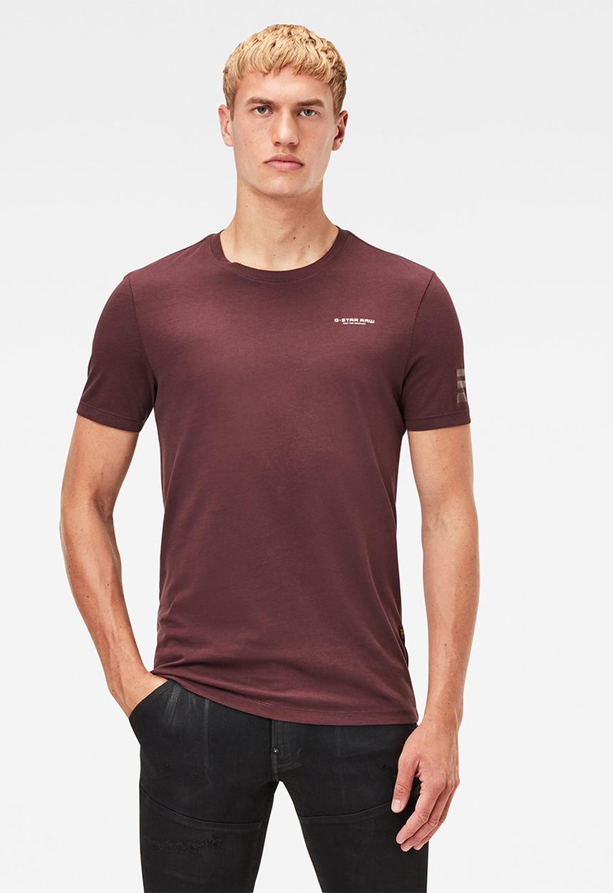 G-STAR - Text gr slim r short sleeve tee - burgundy 
