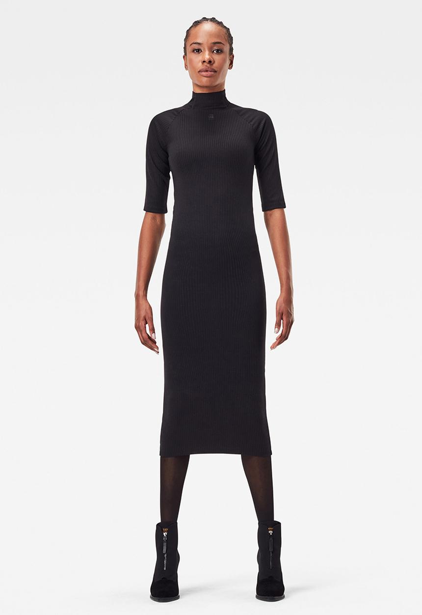 G-STAR - Mock slim dress 1\2 sleeve - black