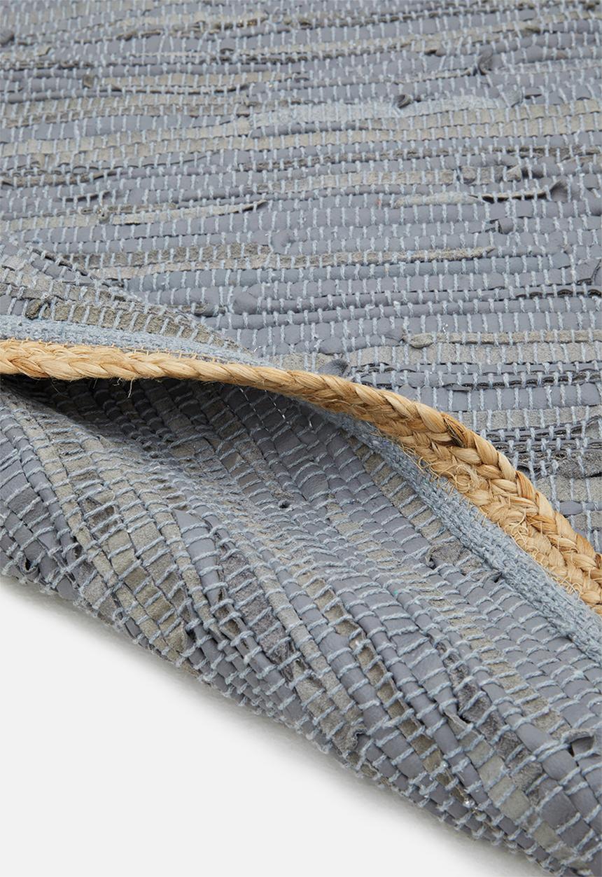 Sixth Floor - Hemp and leather rug - grey