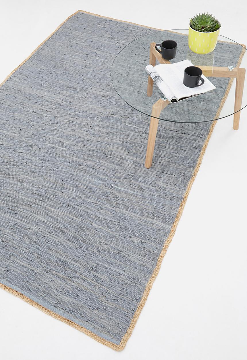 Sixth Floor - Hemp and leather rug - grey