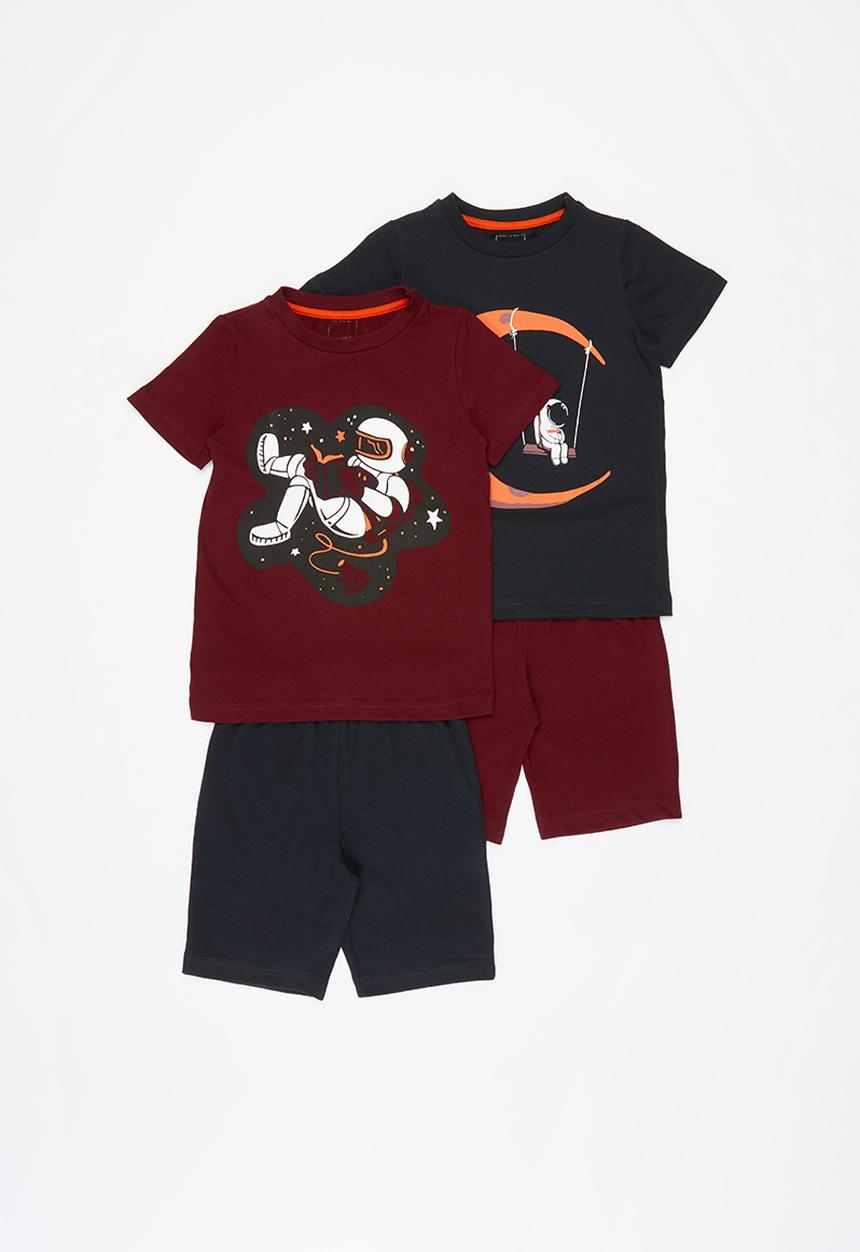 Pop Candy - 2 Pack short tee & shorts pj set - black