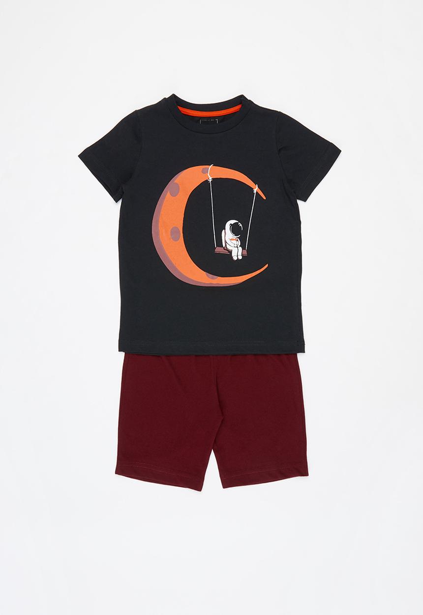 Pop Candy - 2 Pack short tee & shorts pj set - black