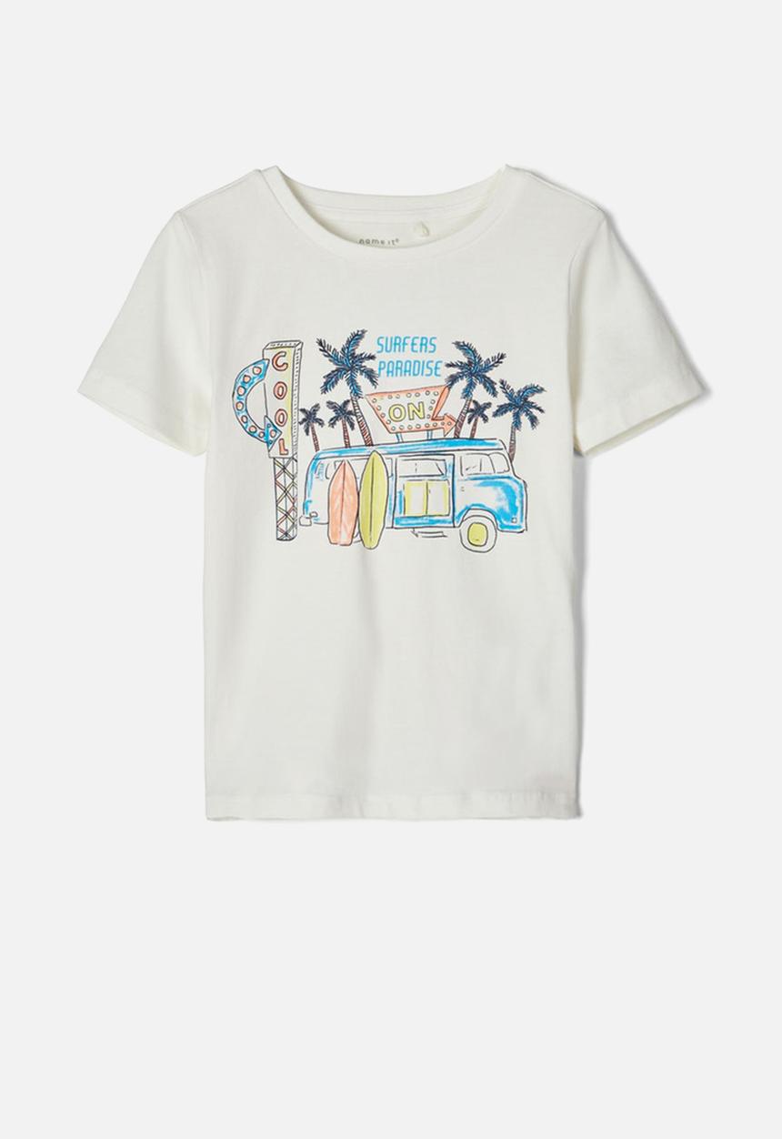 Name It - Fancy short sleeve boxy tee - white