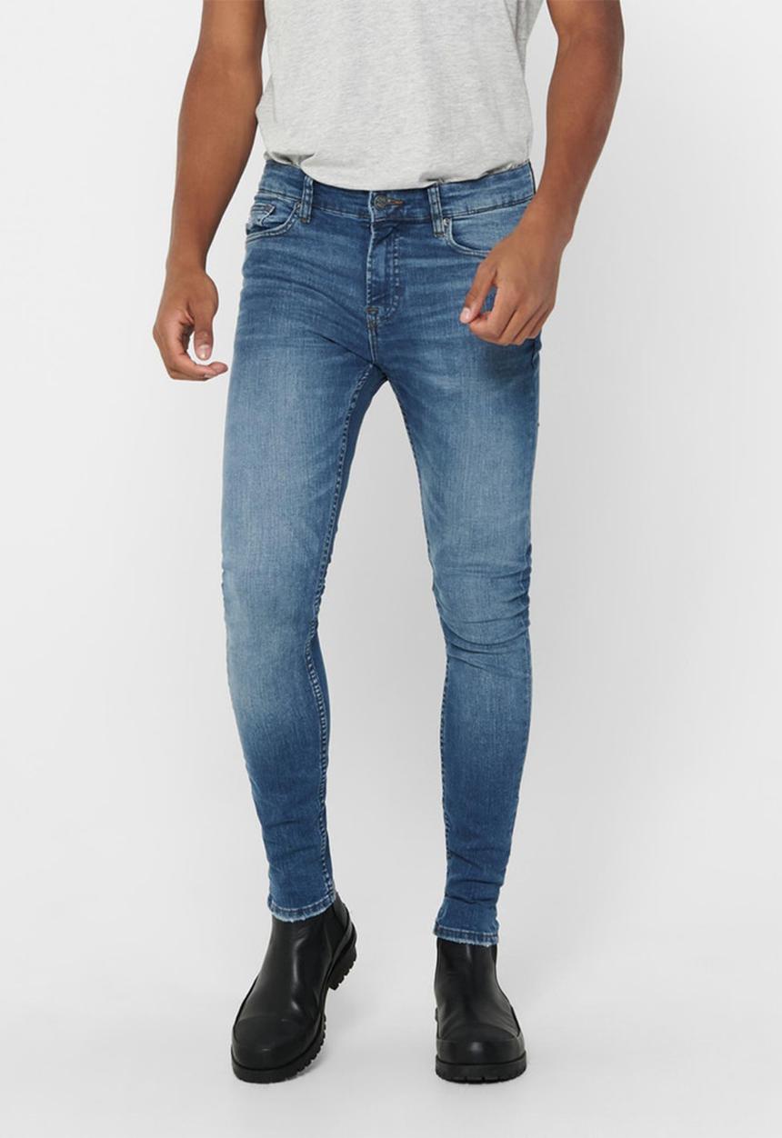 Only & Sons - Warp life skinny blue dcc jeans - mid blue