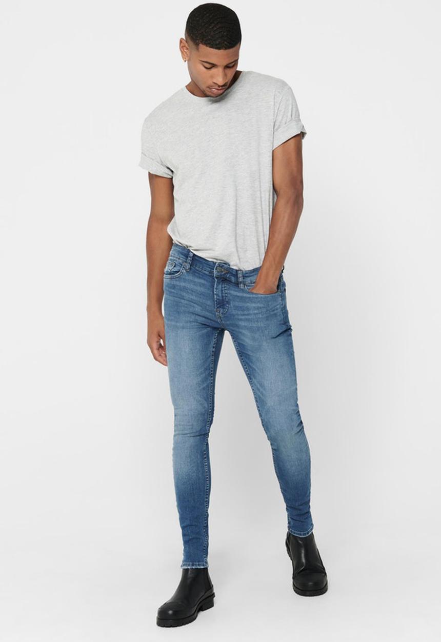 Only & Sons - Warp life skinny blue dcc jeans - mid blue