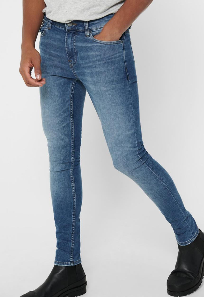 Only & Sons - Warp life skinny blue dcc jeans - mid blue