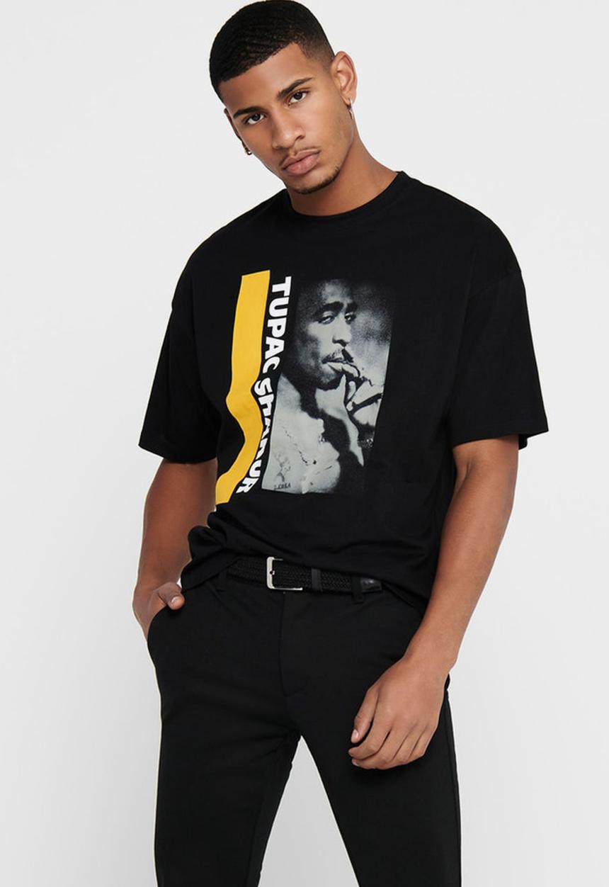 Only & Sons - Tupac life ovz short sleeve tee - black