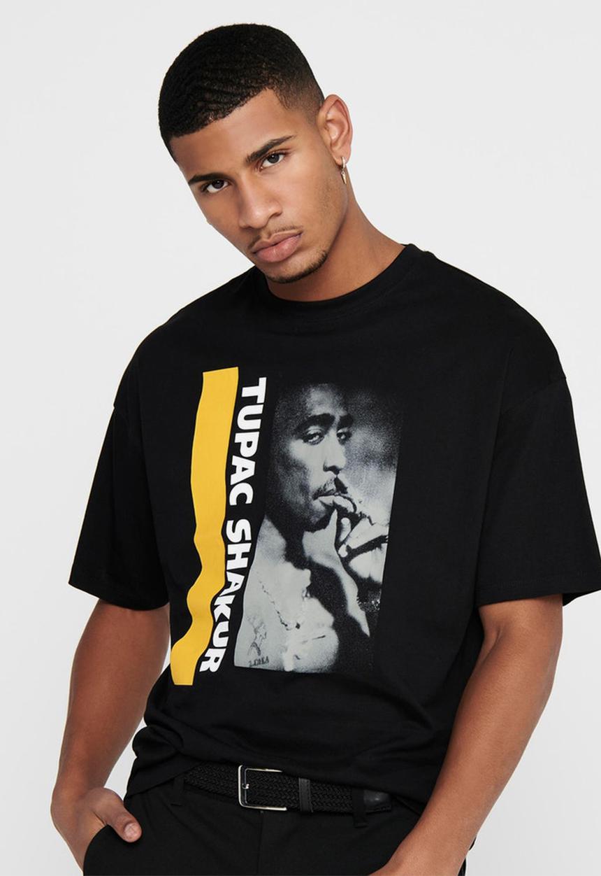 Only & Sons - Tupac life ovz short sleeve tee - black