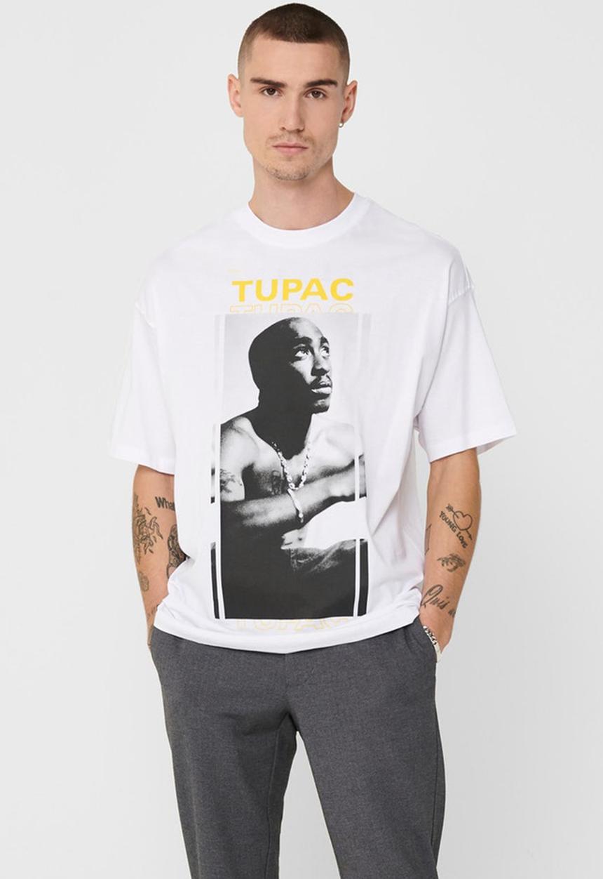 Only & Sons - Tupac life ovz short sleeve tee - white