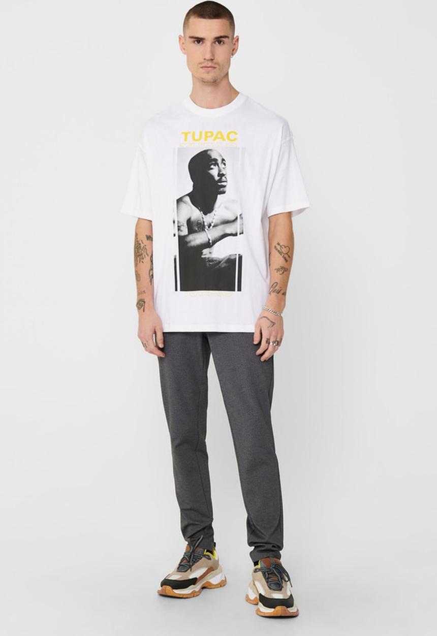 Only & Sons - Tupac life ovz short sleeve tee - white